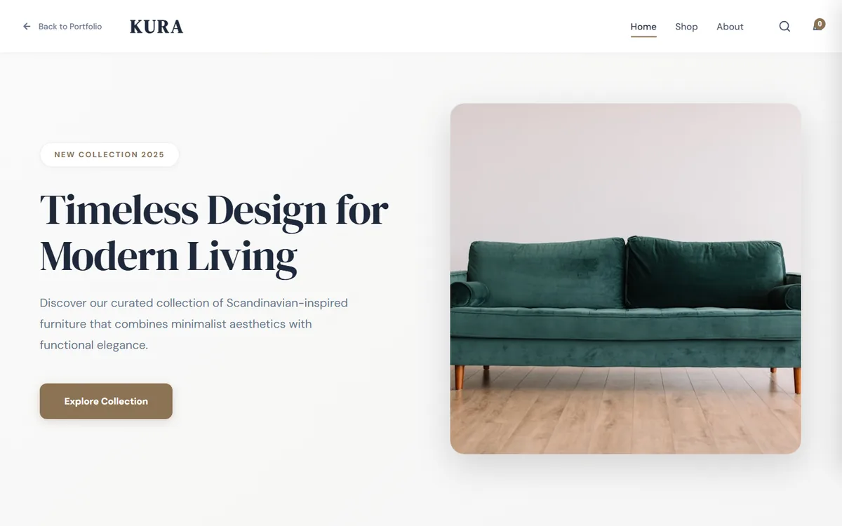 Kura Furniture Store home page